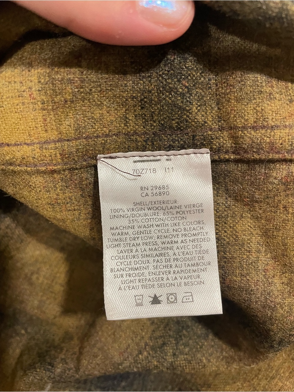 Pendleton Men's Yellow and Black Plaid Wool Button-Down Shirt Large Wool - Picture 5 of 6